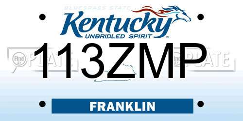113ZMP Kentucky License Plate