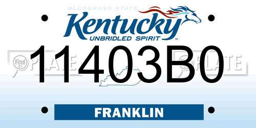 11403B0 Kentucky License Plate