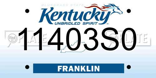 11403S0 Kentucky License Plate