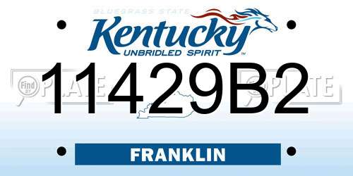 11429B2 Kentucky License Plate