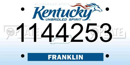 1144253 Kentucky License Plate