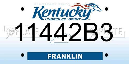 11442B3 Kentucky License Plate