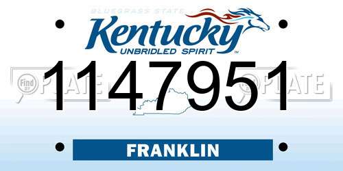 1147951 Kentucky License Plate