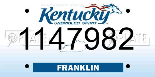 1147982 Kentucky License Plate