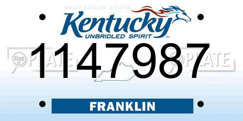 1147987 Kentucky License Plate