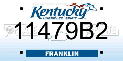 11479B2 Kentucky License Plate