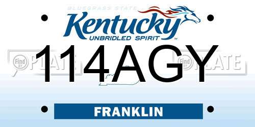 114AGY Kentucky License Plate