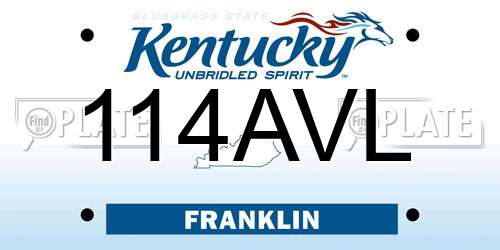 114AVL Kentucky License Plate