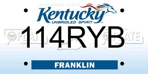 114RYB Kentucky License Plate