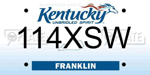 114XSW Kentucky License Plate