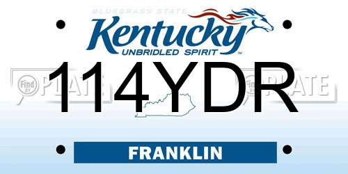 114YDR Kentucky License Plate