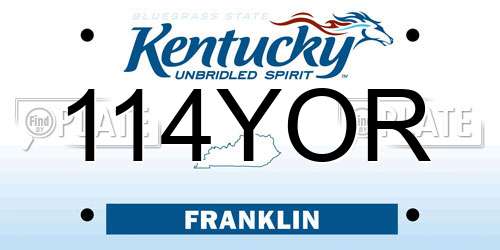 114YOR Kentucky License Plate