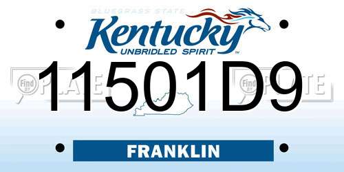 11501D9 Kentucky License Plate