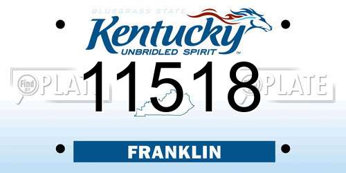 11518 Kentucky License Plate