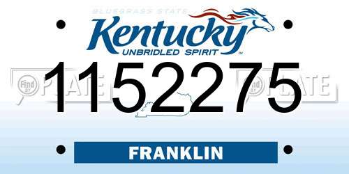 1152275 Kentucky License Plate