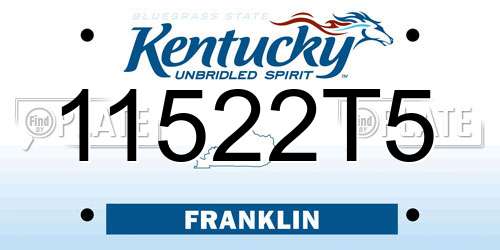 11522T5 Kentucky License Plate