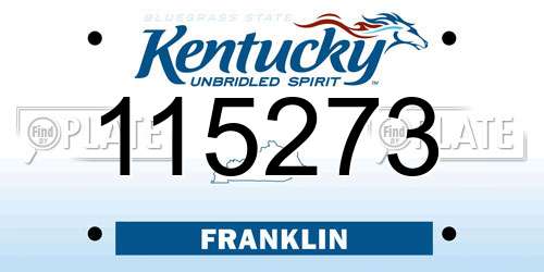 115273 Kentucky License Plate