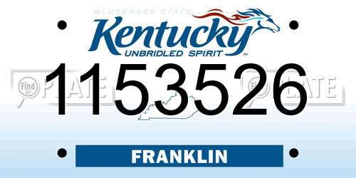 1153526 Kentucky License Plate
