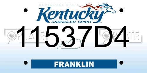 11537D4 Kentucky License Plate