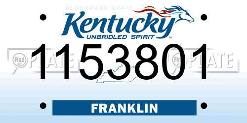1153801 Kentucky License Plate