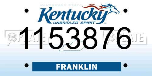 1153876 Kentucky License Plate