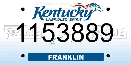 1153889 Kentucky License Plate