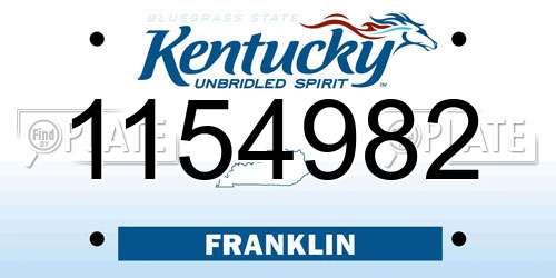 1154982 Kentucky License Plate