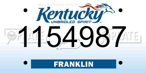 1154987 Kentucky License Plate