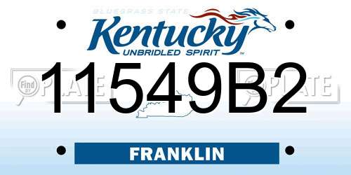 11549B2 Kentucky License Plate