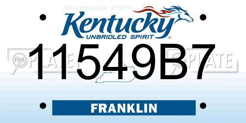 11549B7 Kentucky License Plate