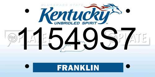11549S7 Kentucky License Plate