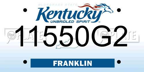 11550G2 Kentucky License Plate