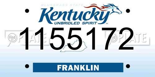 1155172 Kentucky License Plate