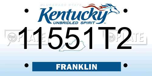 11551T2 Kentucky License Plate