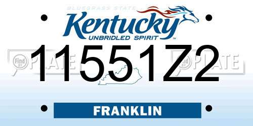11551Z2 Kentucky License Plate