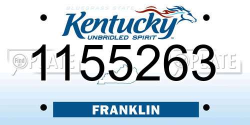 1155263 Kentucky License Plate