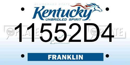 11552D4 Kentucky License Plate