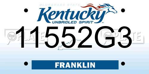 11552G3 Kentucky License Plate