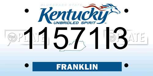 11571I3 Kentucky License Plate