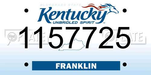 1157725 Kentucky License Plate