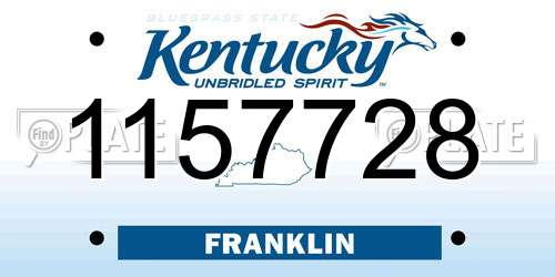 1157728 Kentucky License Plate