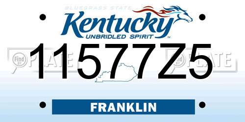 11577Z5 Kentucky License Plate
