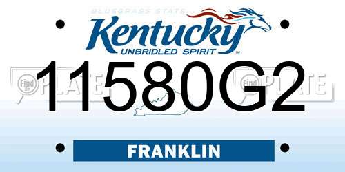 11580G2 Kentucky License Plate
