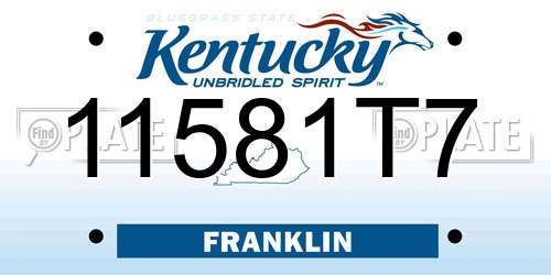 11581T7 Kentucky License Plate