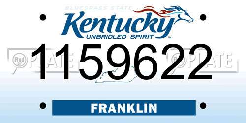 1159622 Kentucky License Plate