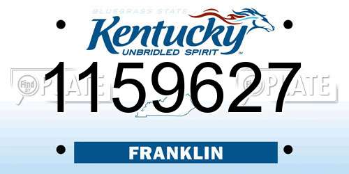 1159627 Kentucky License Plate