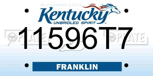 11596T7 Kentucky License Plate