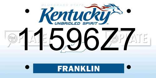 11596Z7 Kentucky License Plate