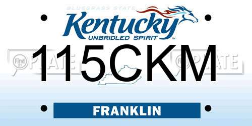 115CKM Kentucky License Plate