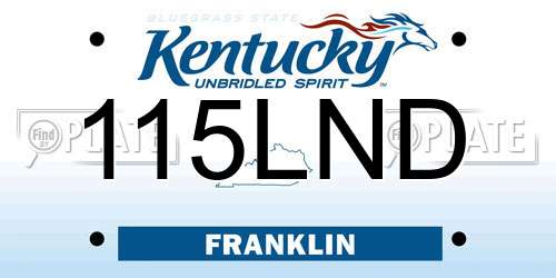 115LND Kentucky License Plate